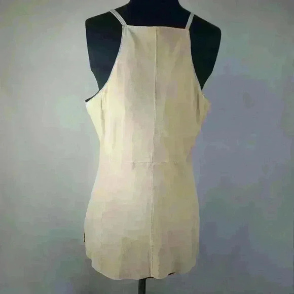 NWOTEtcetera Size 6‎ Very Soft Warm Beige Lamb Suede Top Spaghetti Straps Hi Low - Picture 6 of 12
